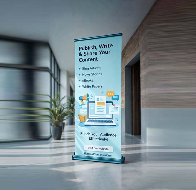 Roll-up banner side view